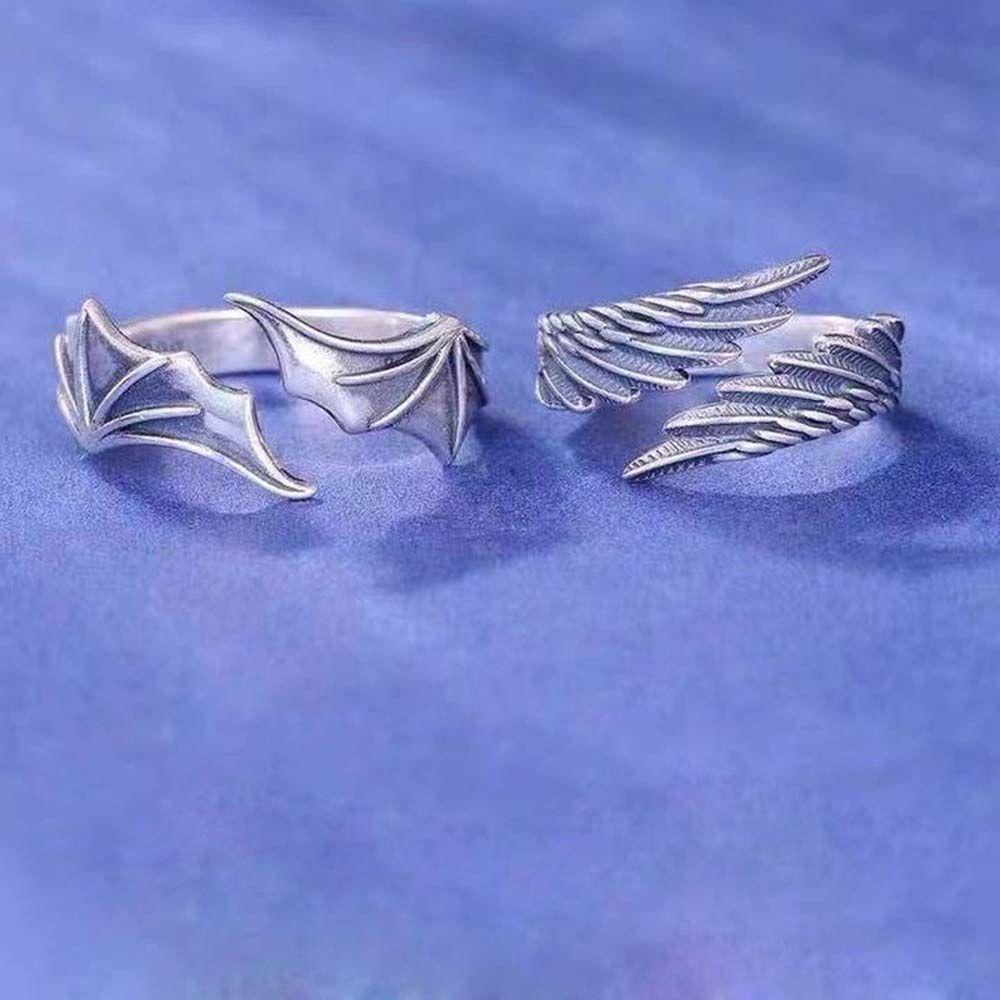 Qqmall Nhẫn Cặp Đôi Hình Thiên Thần Phong Cách Vintage Phù Hợp Với Bạn Thân|Vòng Tay Kim Loại Nhiều Màu Sắc Thời Trang