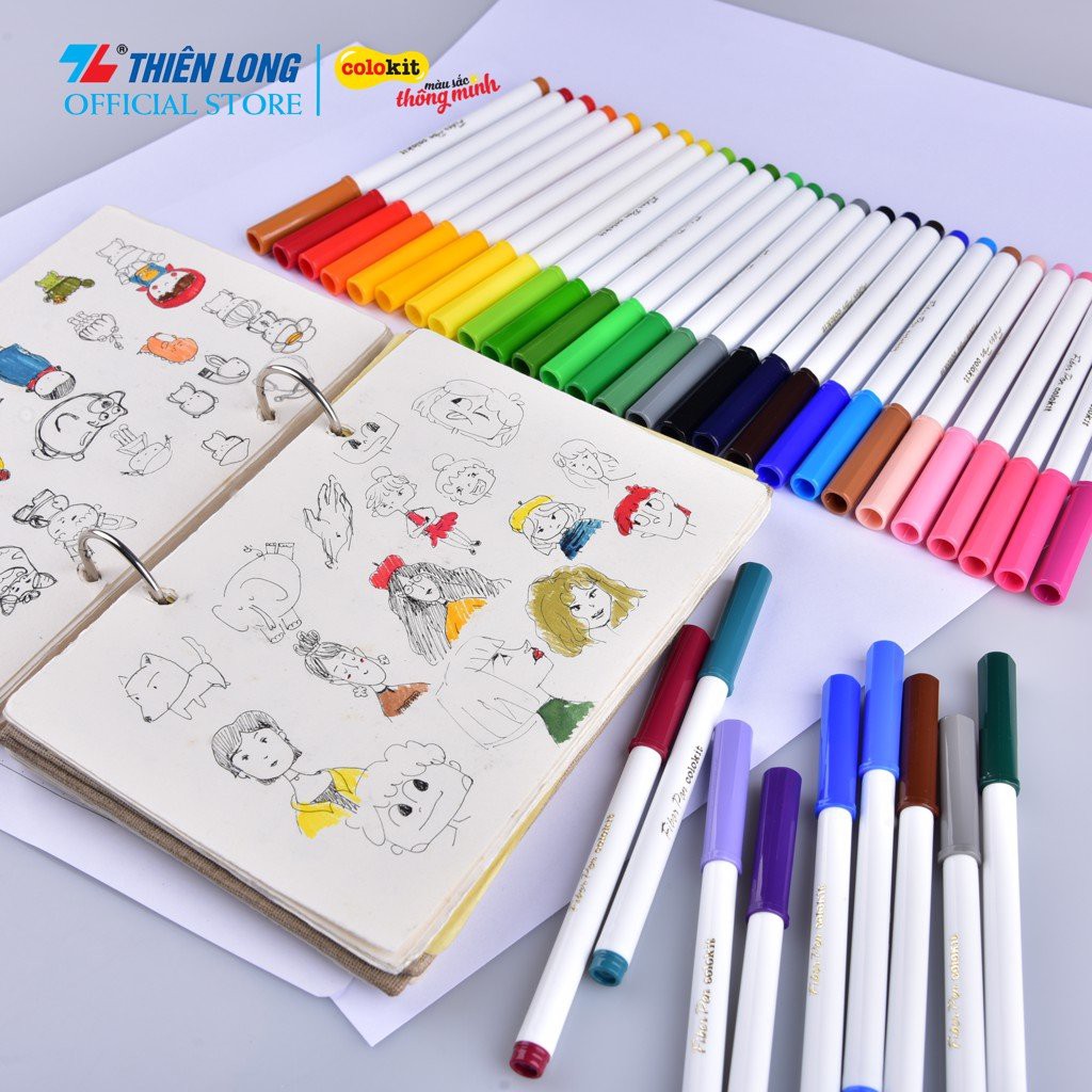 (BÁN SỈ) Bút Lông Màu Fiber Pen Thiên Long 20 màu, 36 màu. Viết Được Nét Mảnh Nét To