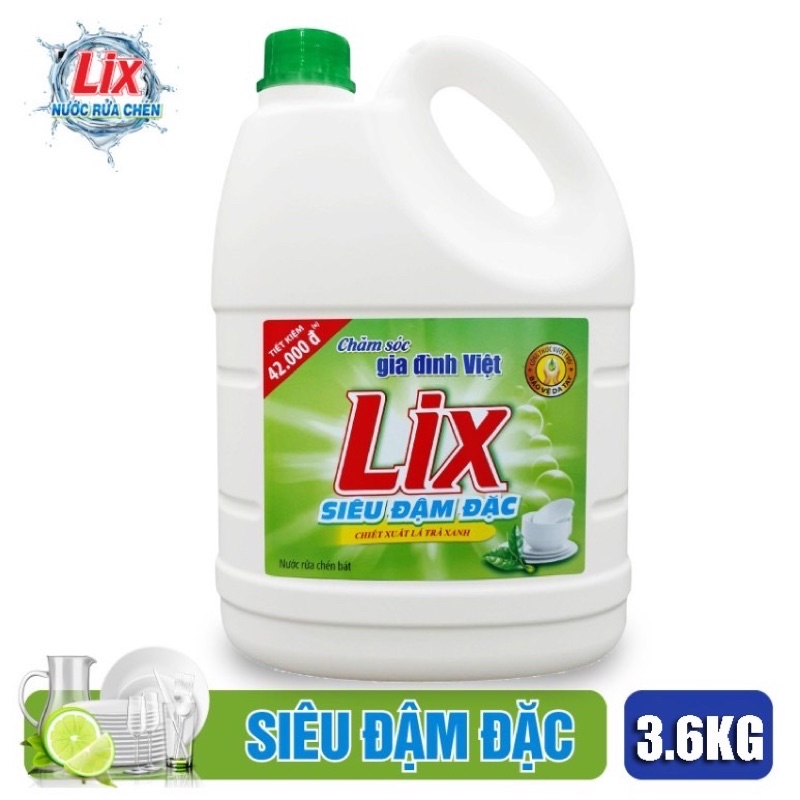 Nước Rửa Chén Lix Siêu Đậm Đặc Can 3.6Kg