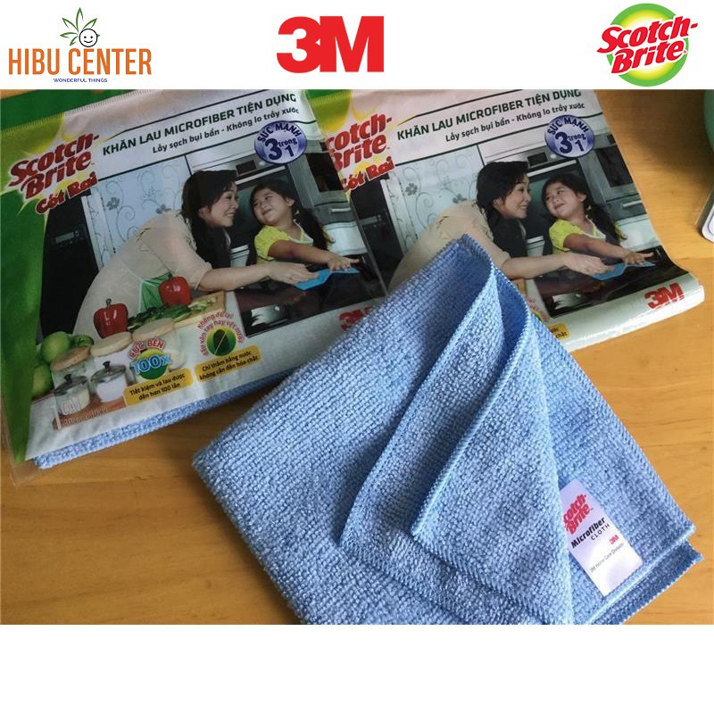 Khăn Lau Bếp Microfiber Tiện Dụng Scotch-Brite 3M 30x30cm – Lấy Sạch Bụi Bẩn, Không Lo Trầy Xước, Sức Mạnh 3 Trong 1