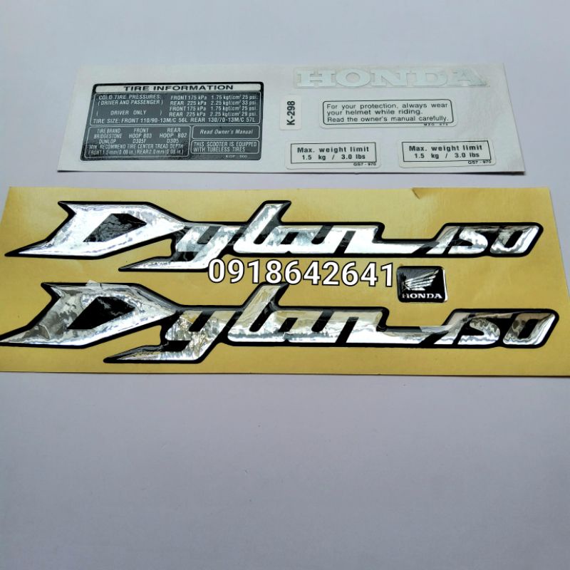 Bộ tem chữ Dylan 150 kèm thông số như zin - Màu đen