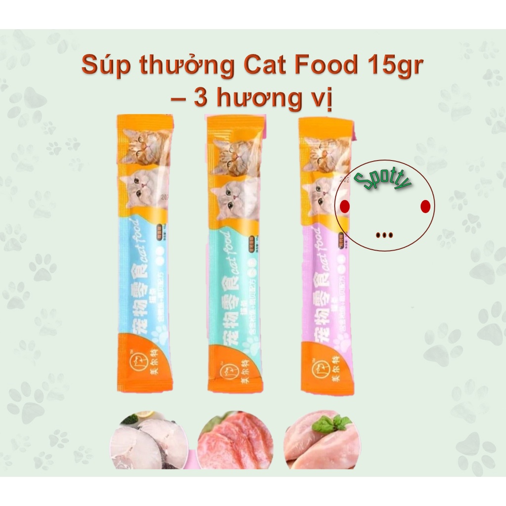 Súp thưởng dinh dưỡng cho mèo 15gr - 3 hương vị | súp thưởng cho mèo | thức ăn cho mèo