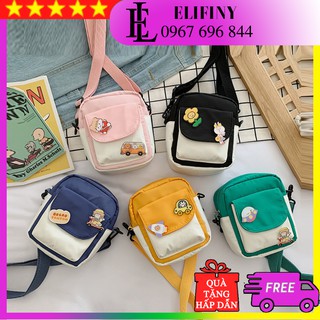 Túi Đeo Chéo Nữ Mini Vải Chống Nước Kèm Sticker Siêu Dễ Thương