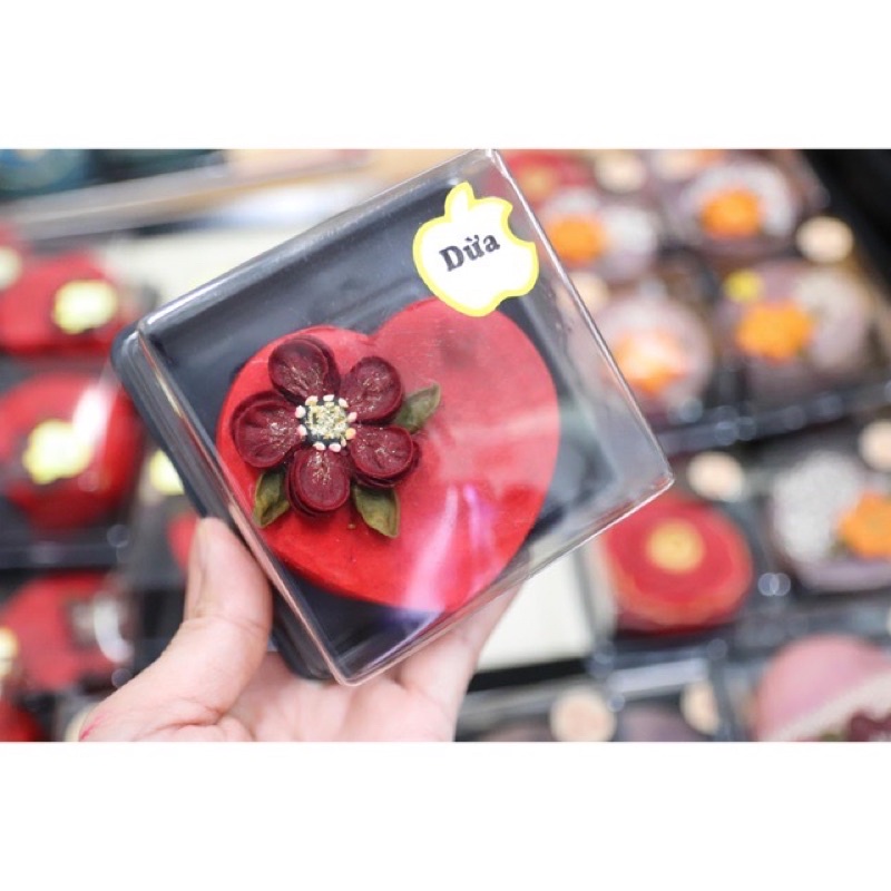 set 10 vỏ hộp nắp mica đựng 4 bánh 150g khay vàng