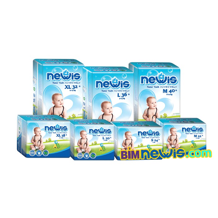 Bỉm Newis quần M40/ L36/ Xl32/ xxl28 hàng miếng tặng