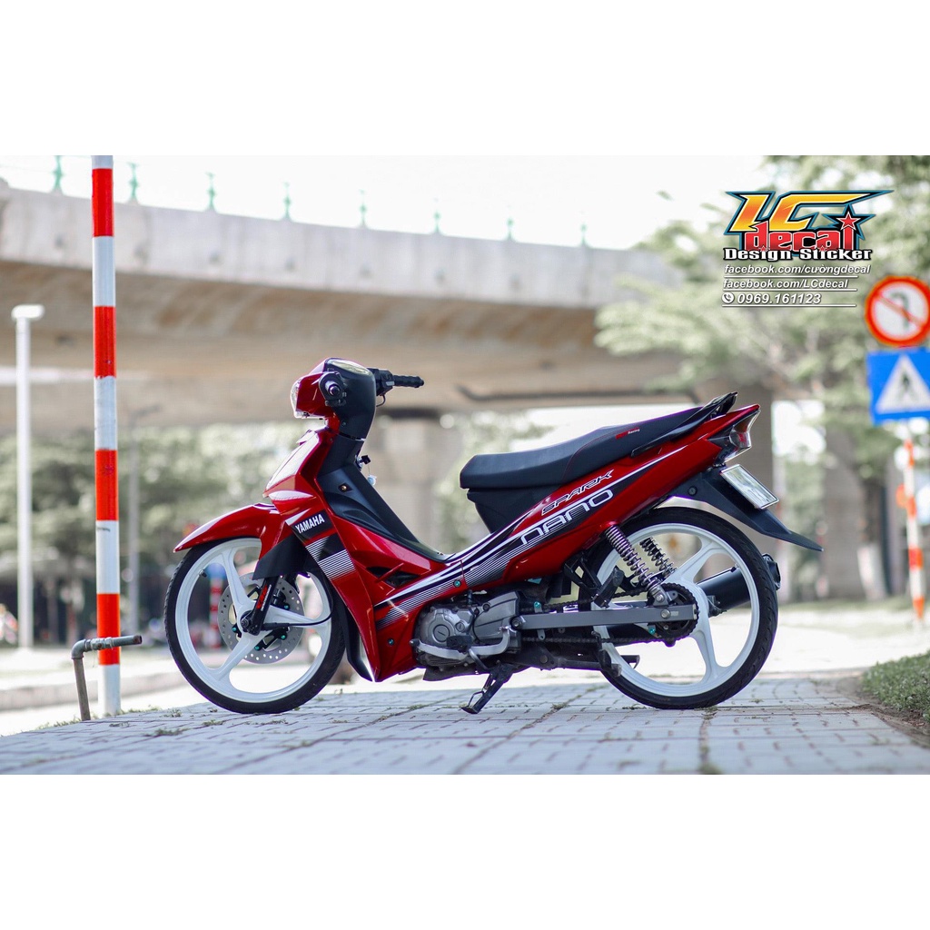 [FreeShip] Tem Decal Rời mẫu Spark Nano cho Sirius xăng cơ đỏ đen - siêu hot 2022