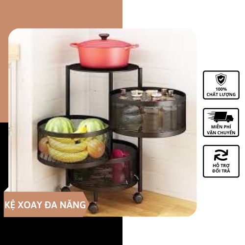 Kệ Xoay Đa Năng 360 Độ Đựng Rau Củ Quả ❤️Free ship❤️ Kệ Đựng Đồ Thông Minh Tiết Kiệm Không Gian Thép Carbon,