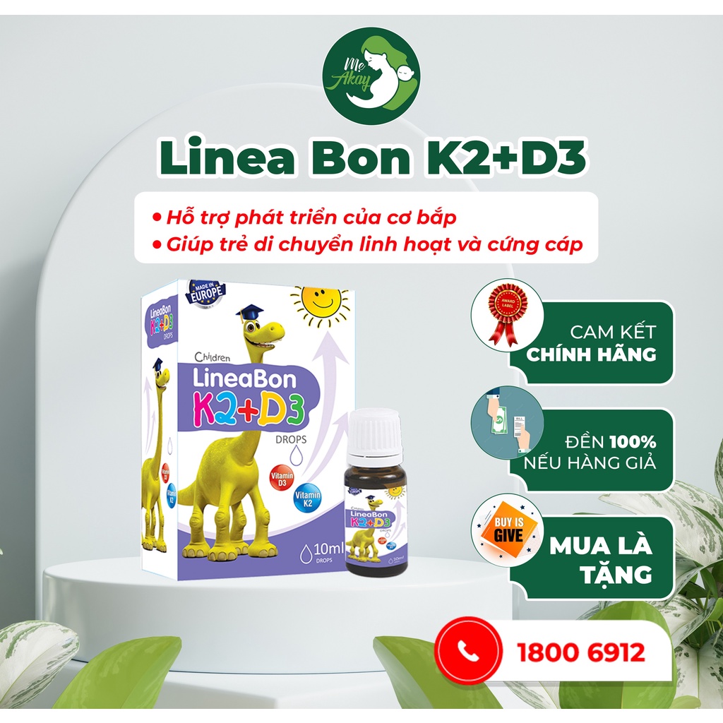 Vitamin D3 K2 LineaBon, nhập khẩu Cộng hòa Séc, bổ sung vitamin cho mẹ và bé, Mẹ Akay, VTM02