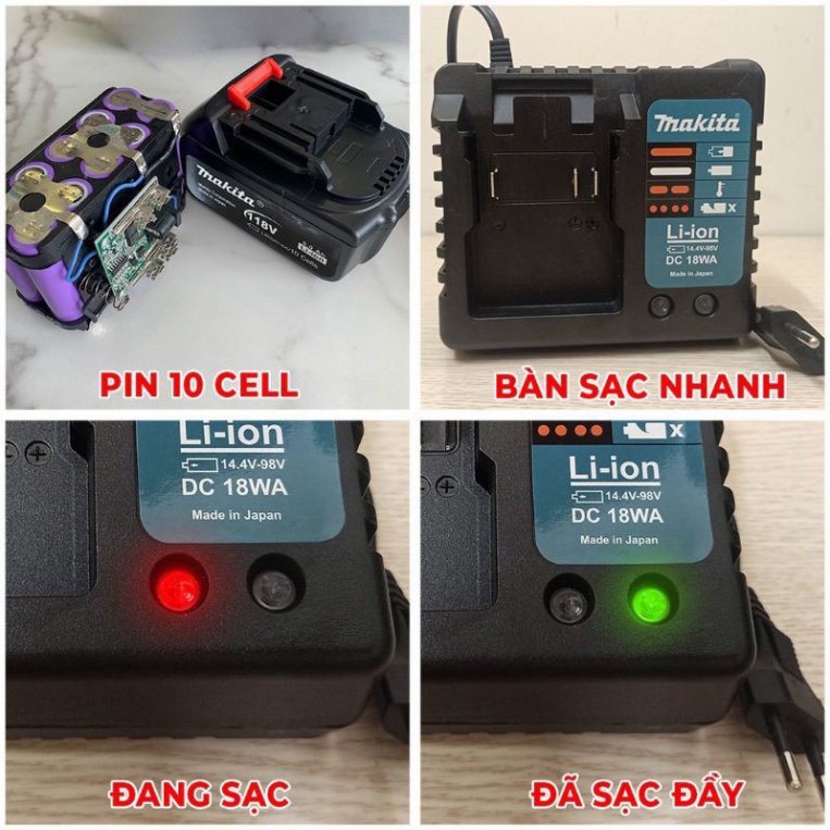 Máy Khoan Pin Makita 3 Chức Năng chuẩn loại 1 động cơ không chổi than