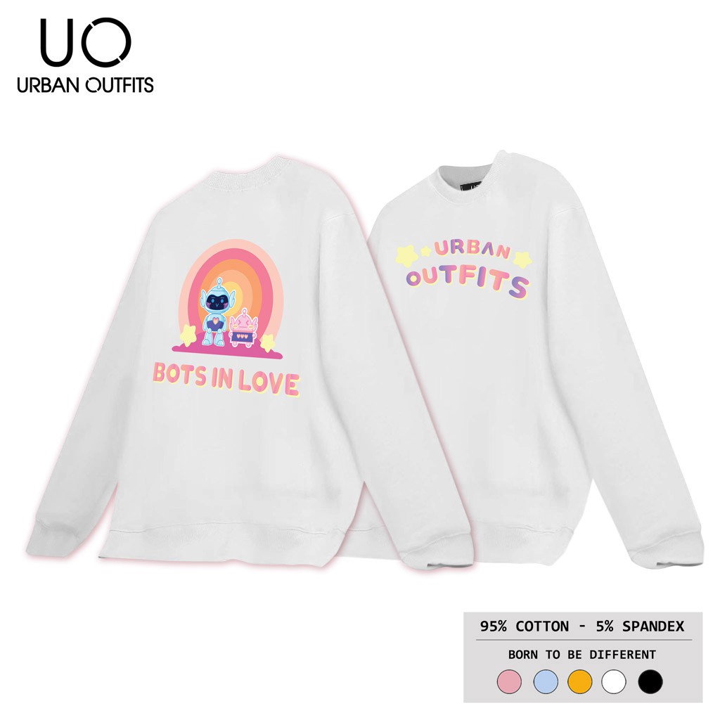 Áo Sweater Form Rộng Nữ Nam URBAN OUTFITS In BOTS IN LOVE SWO28 Thun Cotton Nỉ 4 Chiều Local Brand
