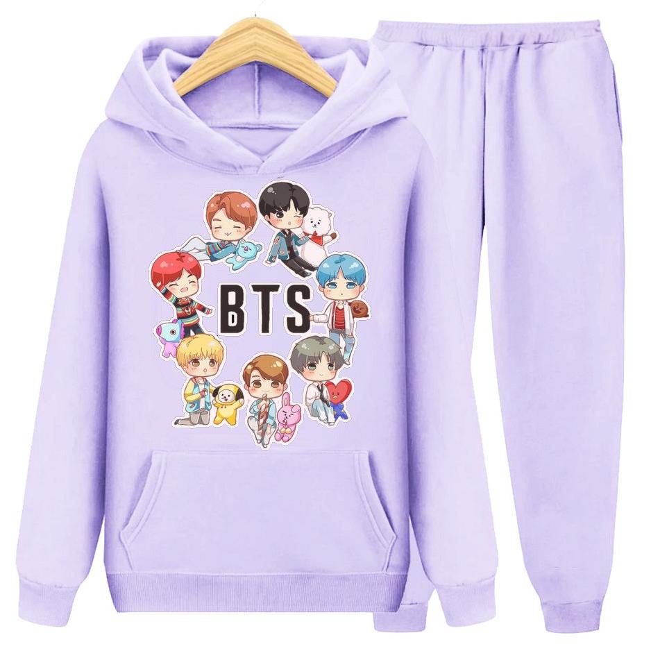 (Code Hes89) 01 Set Áo Hoodie + Quần Dài Cho Bé Size S (5-7 Tuổi) M (8-10 Tuổi) XL (13-15Yrs)