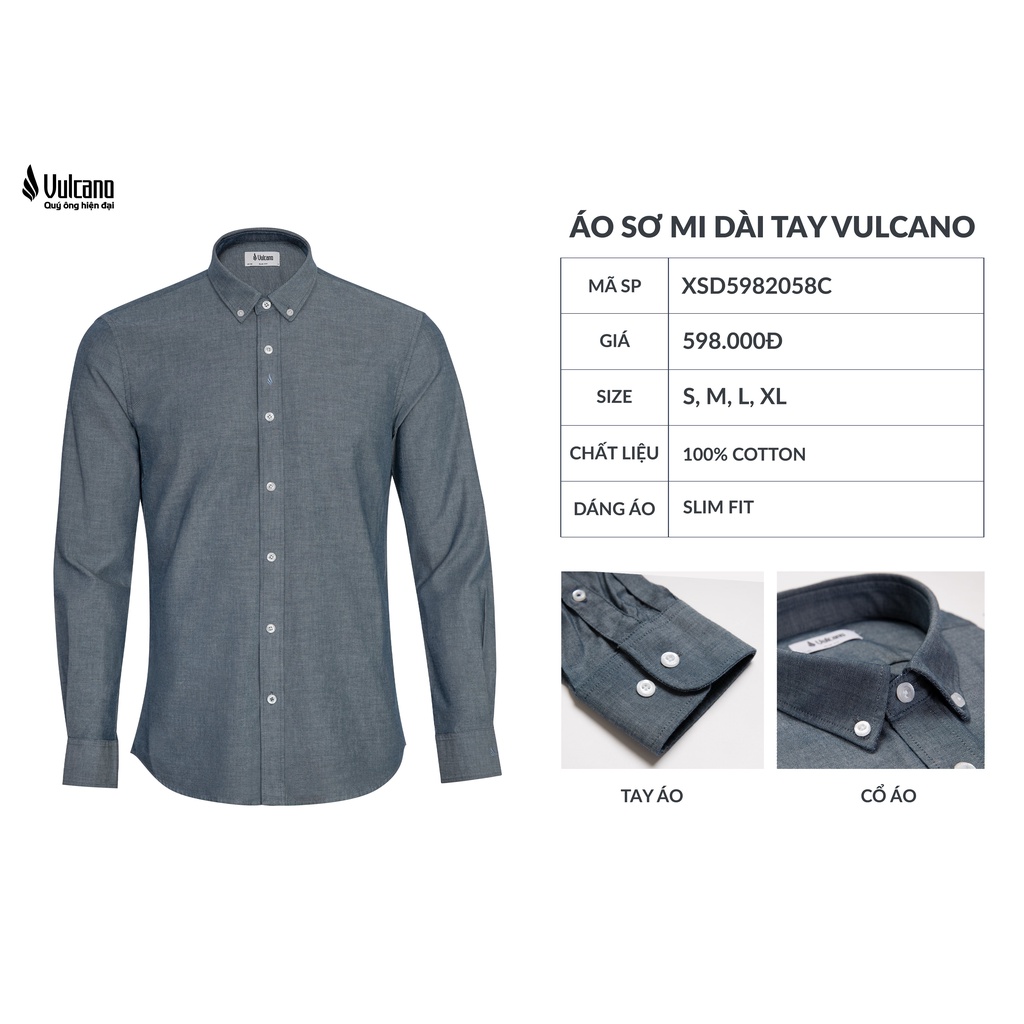 Áo sơ mi nam dài tay Vulcano 2058A cao cấp
