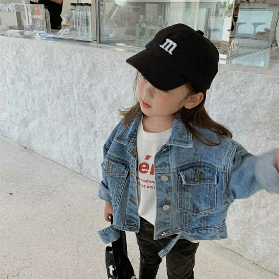 Áo khoác denim dáng rộng phong cách Hàn Quốc cho bé gái