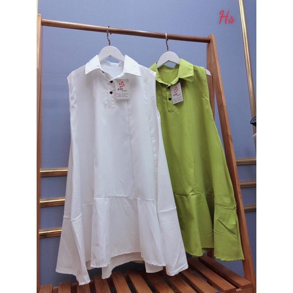 Váy cổ bẻ cài cúc 4 màu HS6