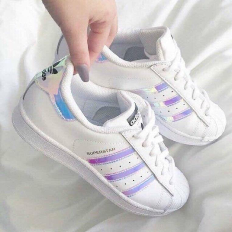 (CÓ SÃN) + (FULL HỘP) Giày thể thao sneaker superstar mũi sò viền óng ánh ! ! : ' .j . $