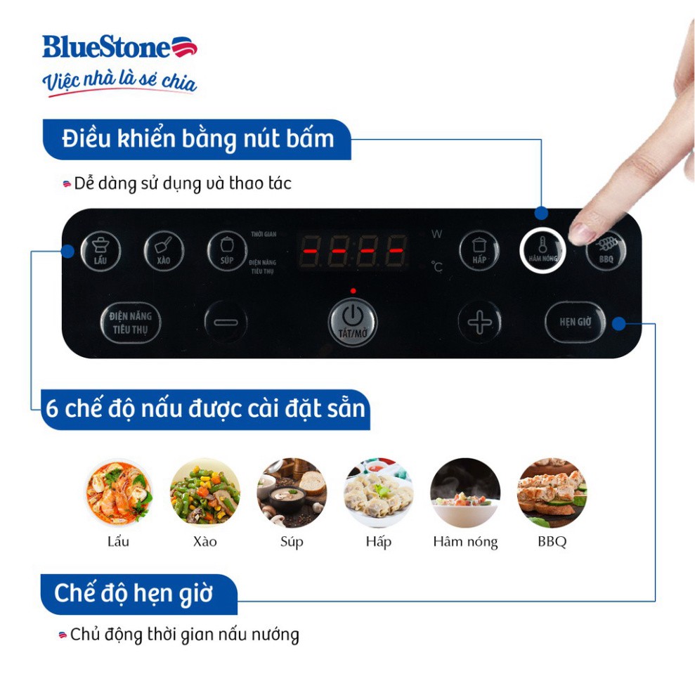 Bếp từ đơn BlueStone ICB-6610- Tặng kèm nồi - Bảo hành 24 tháng
