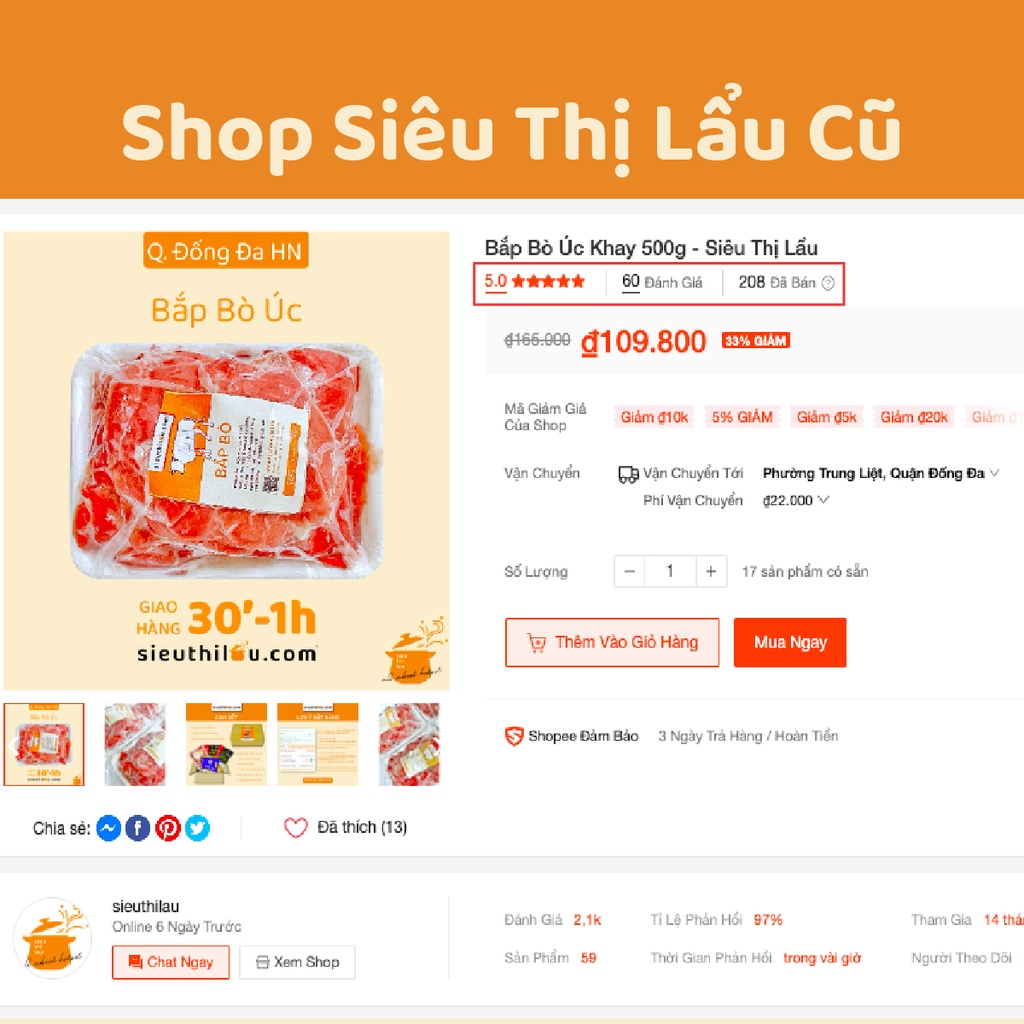 Bắp Bò Úc - Bắp Hoa Bò Thái Mỏng - Siêu Thị Lẩu
