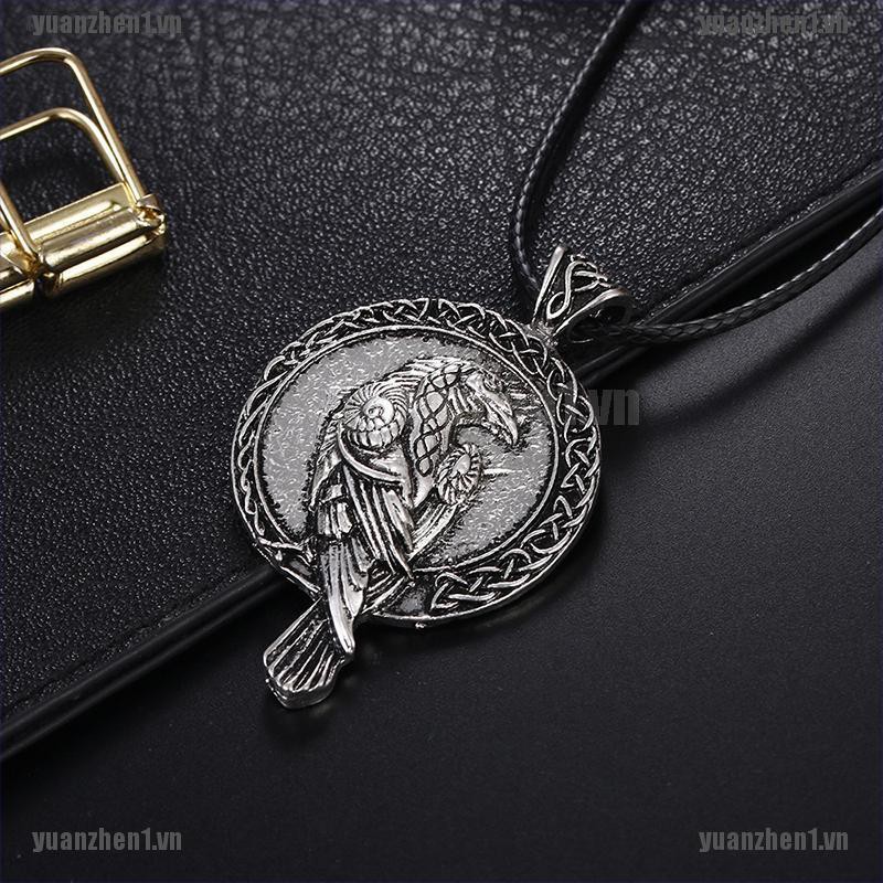 [YUANZHEN1] Vòng cổ Mặt Hình Chim Quạ Đen Viking Raven Phong Cách Bắc Âu Cho Nam Và Nữ
