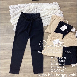 Quần bầu kaki - Quần baggy bầu túi ngang shop dambaukio (40-75kg)