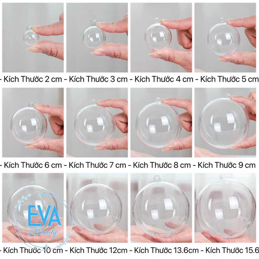 Quả Bóng tròn Nhựa Trang Trí Trong Suốt Đường Kính 9 Cm