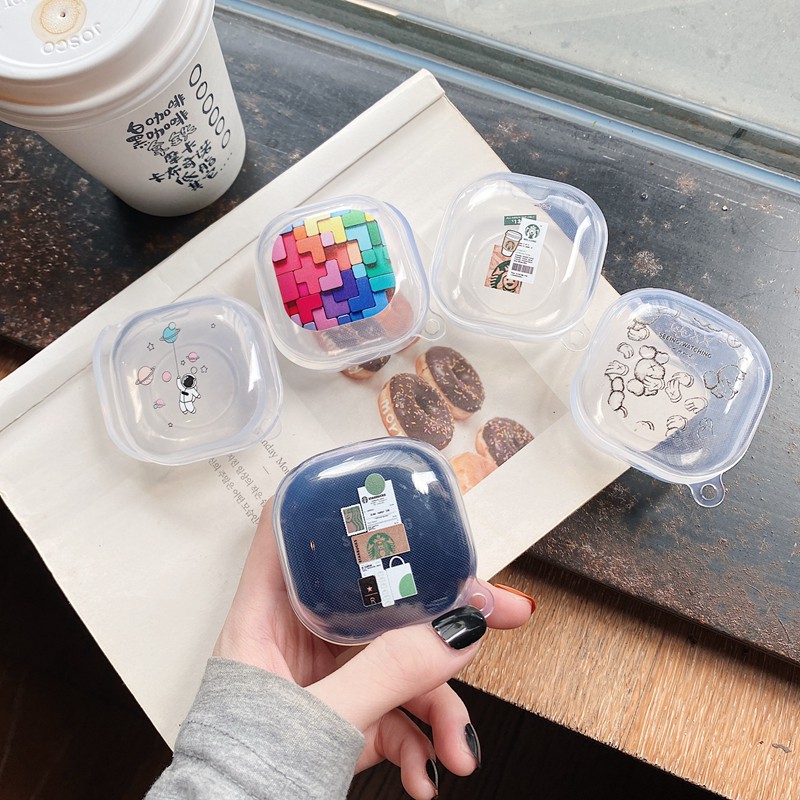 Vỏ Bảo Vệ Hộp Sạc Tai Nghe samsung galaxy Buds 2 / Buds Live / Buds FE / Buds2 Pro / Buds Pro Bằng tpu Trong Suốt Họa Tiết Phi Hành Gia Dễ Thương