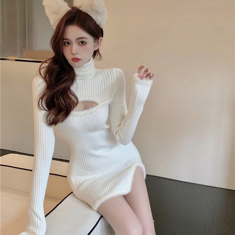 Đầm Dệt Kim Cổ Cao Dáng Ôm Thời Trang Mùa Thu 2022 Cho Nữ