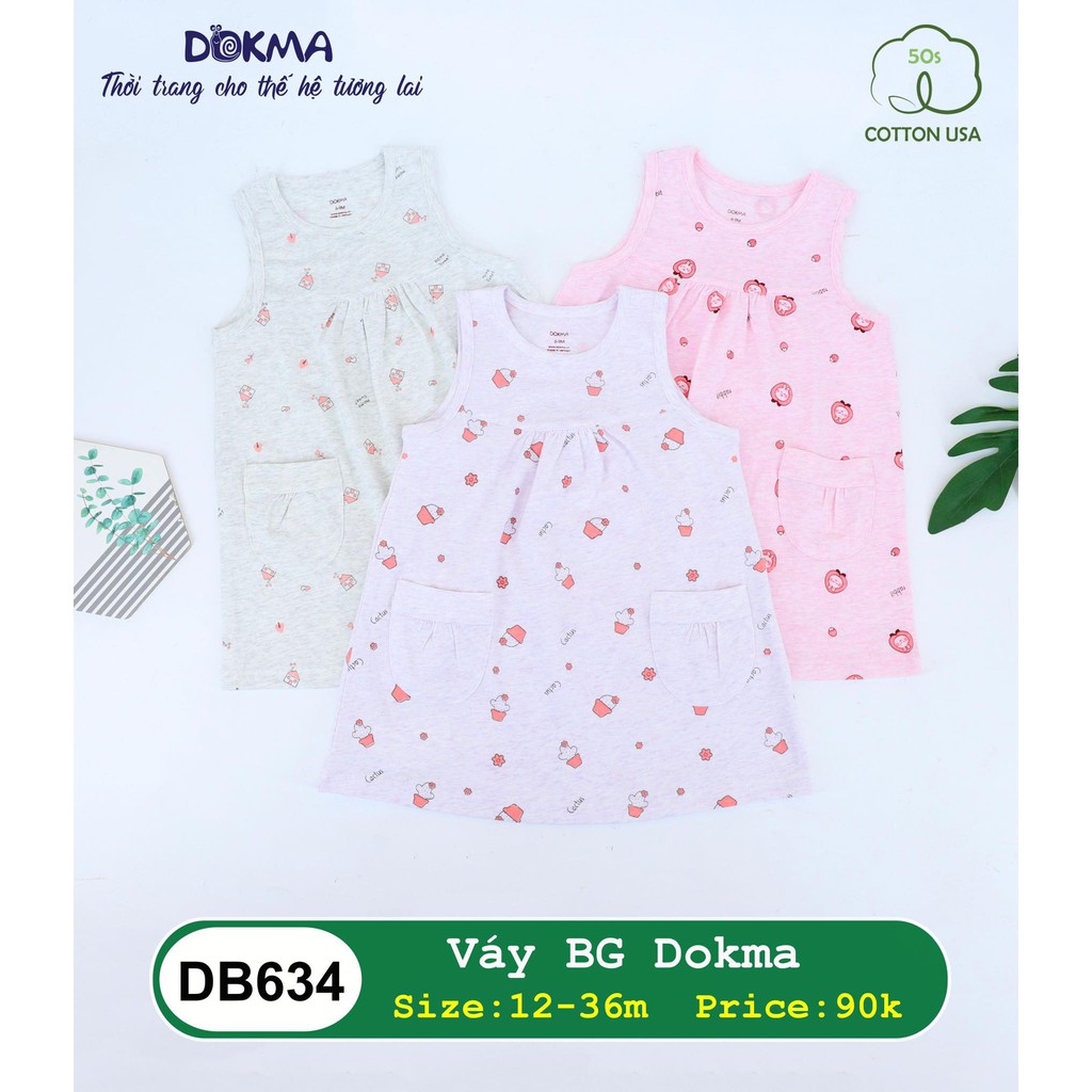 (6-36M) Váy ba lỗ/sát nách cotton/bamoo dễ thương cho bé - DOKMA