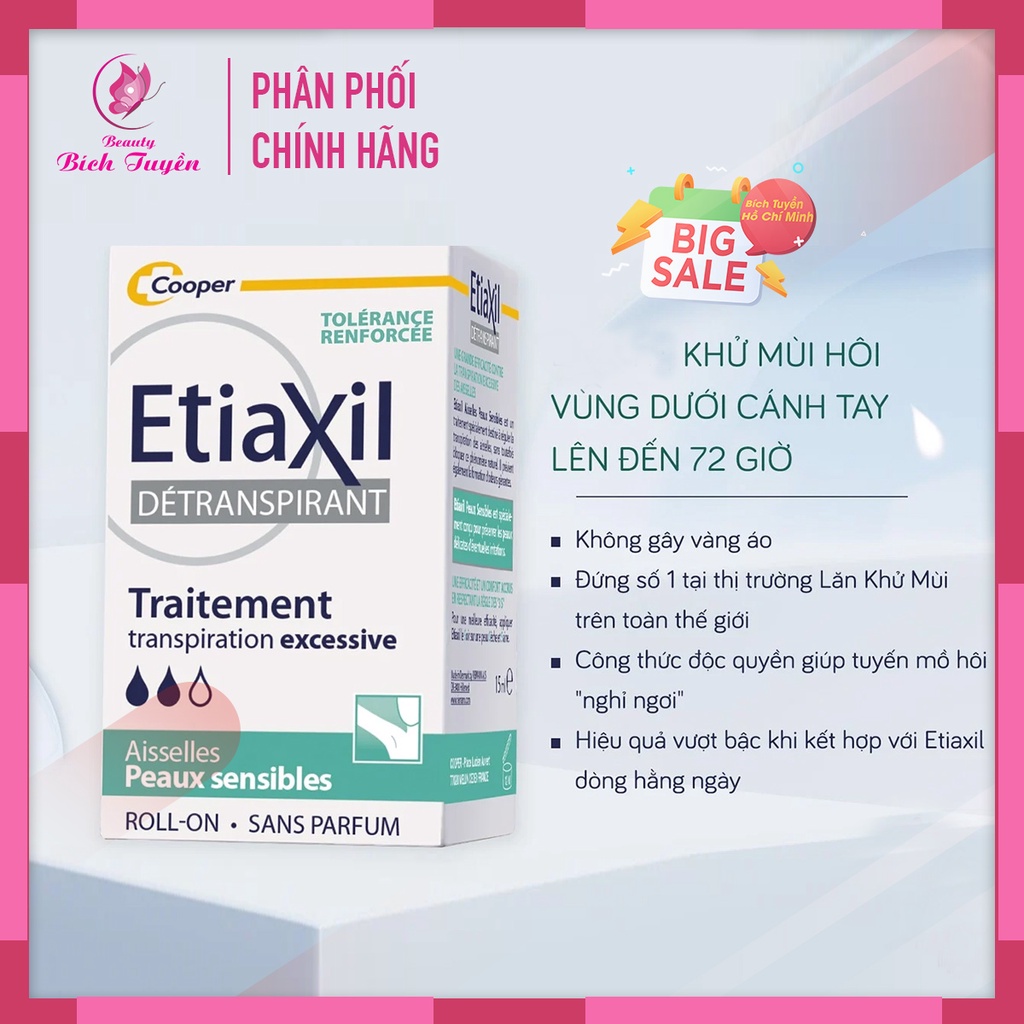 Lăn Khử Mùi ETIAXIL - Lăn Nách Extiaxil Khử Mùi Cơ Thể Hiệu Quả Suốt 72h Dành Cho Da Nhạy Cảm - 15ml