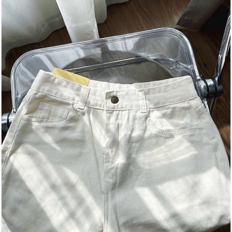 Quần jean baggy màu be cho nữ