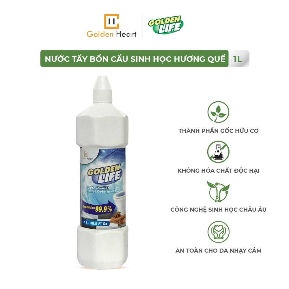 Nước tẩy bồn cầu sinh học Golden Life - Hương quế 1L