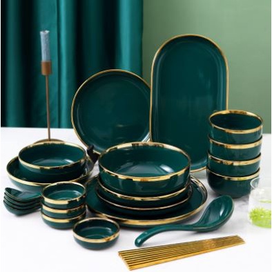 Bát Đĩa Xanh Cổ Vịt Decor Bát Ăn Cơm Bộ Chén Dĩa Sứ Màu Xanh Cổ Vịt Cao Cấp. Chén Đĩa Cao Cấp.