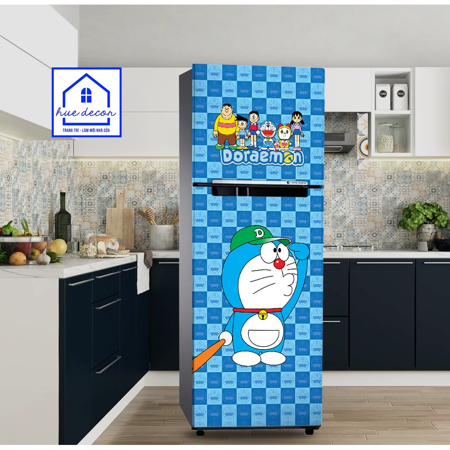 Tranh dán tủ lạnh Doraemon Hue decor chất liệu cao cấp siêu bền- chống nước- Bền mãi với thời gian