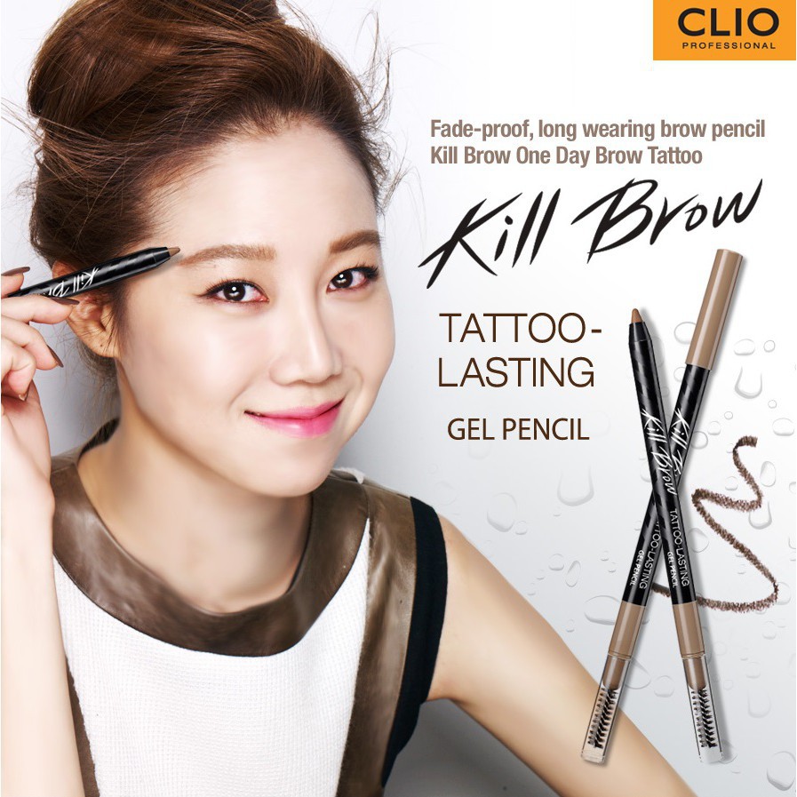 Bút Kẻ Chân Mày Lâu Trôi Clio Kill Brow Tattoo Lasting Gel Pencil 1 Natural 0.4g