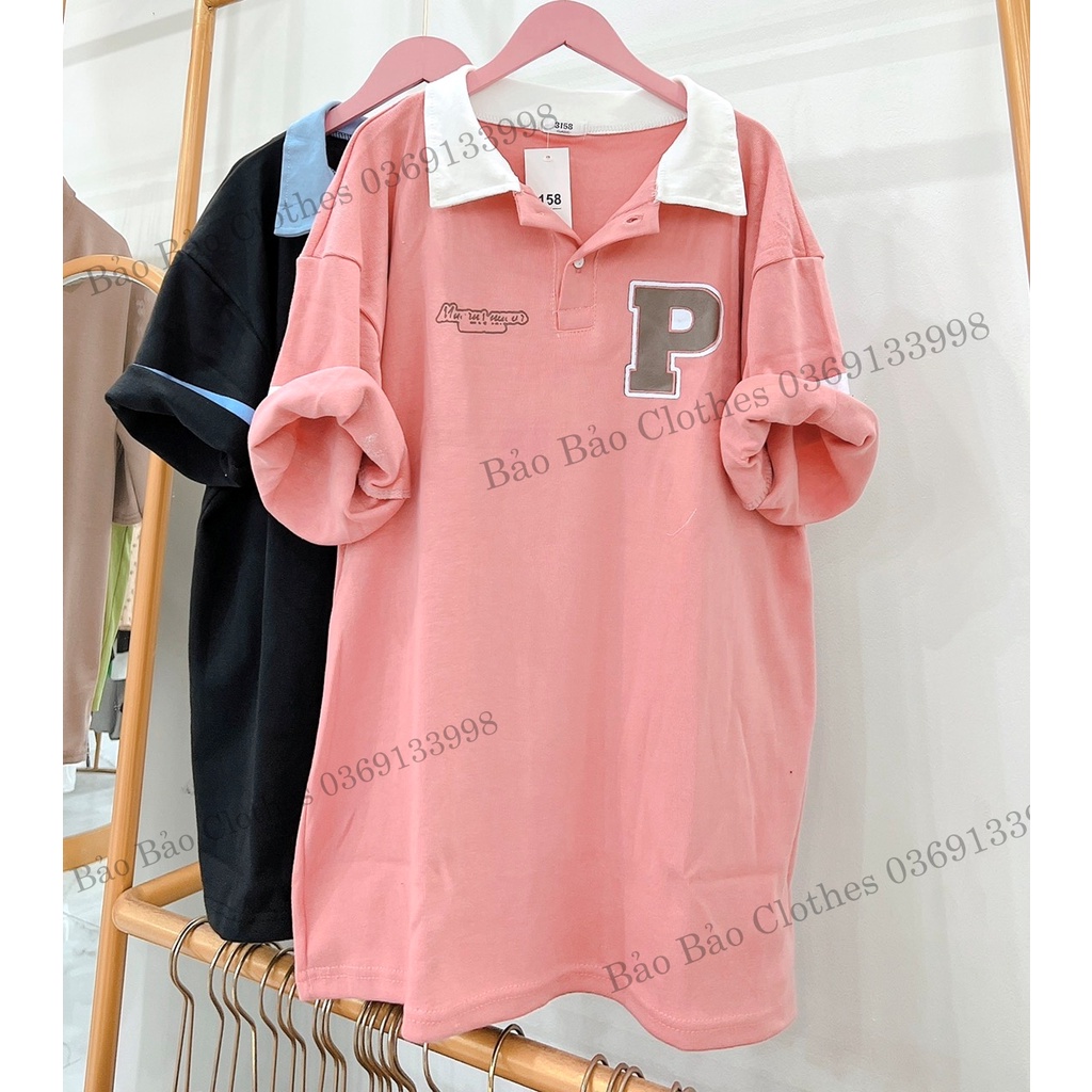 Áo Thun Polo Nam Nữ  Form Rộng Chữ P Vải Dày Mịn Thoáng Mát Thiết Kế Thời Trang Kiểu Dáng Năng Động