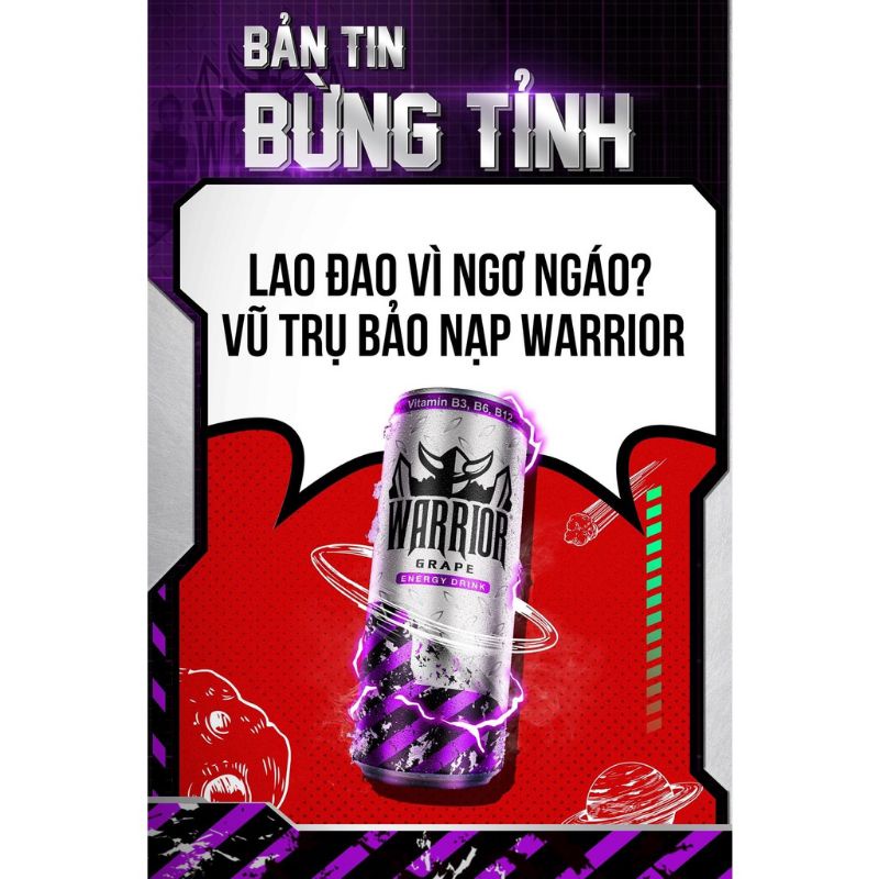 LỐC 6 LON NƯỚC TĂNG LỰC WARRIOR VỊ NHO