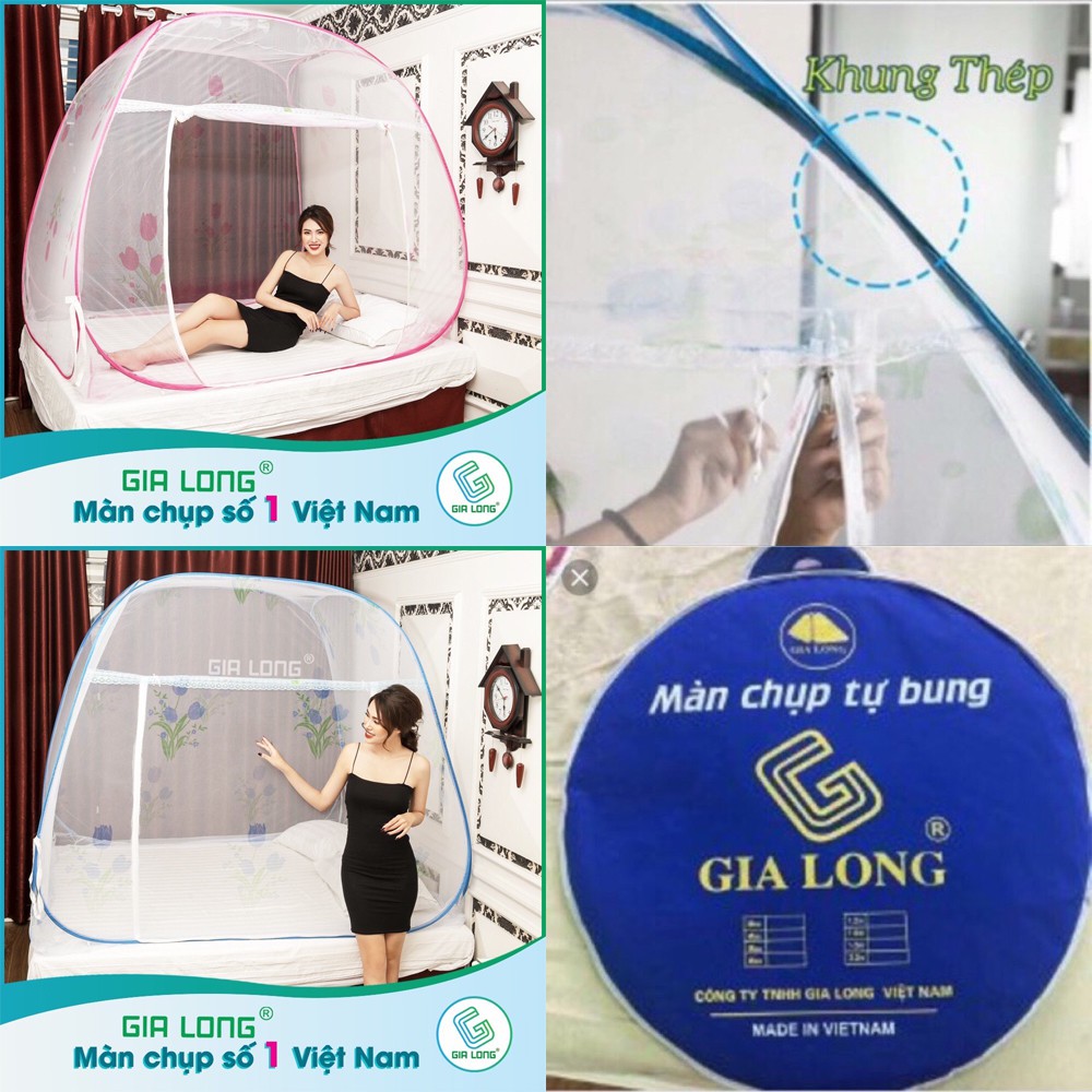 Màn mùng chụp tự bung Màn chụp đỉnh vuông cao cấp Gia Long (Đủ kích thước)