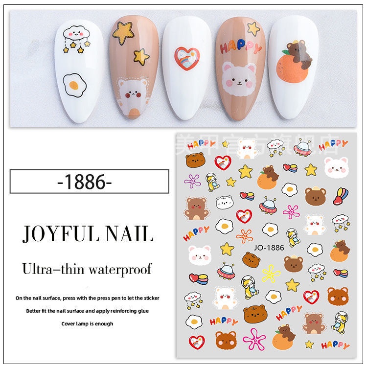 Miếng dán trang trí móng tay nghệ thuật STZPRONAIL gấu/ thỏ hoạt hình đáng yêu xinh xắn