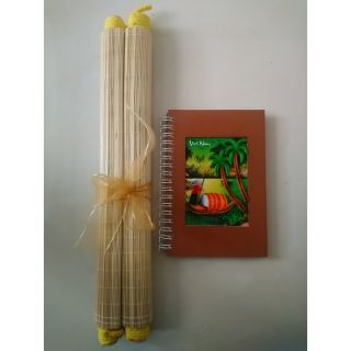 Combo: sổ tre gỗ + tranh mành tre