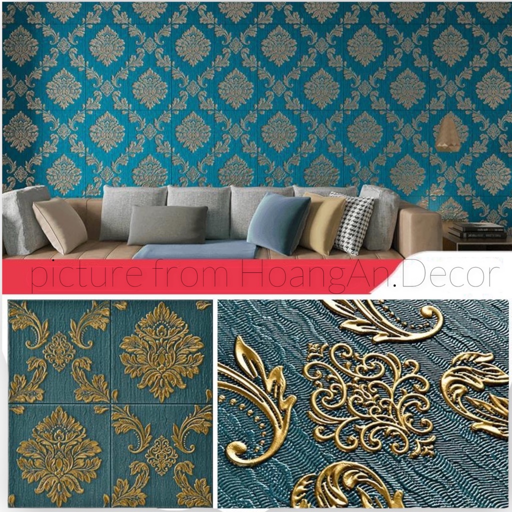Xốp dán tường cổ điển, mẫu mới 2022, kích thước 70x70 cm, mặt sau tráng bạc có sẵn keo