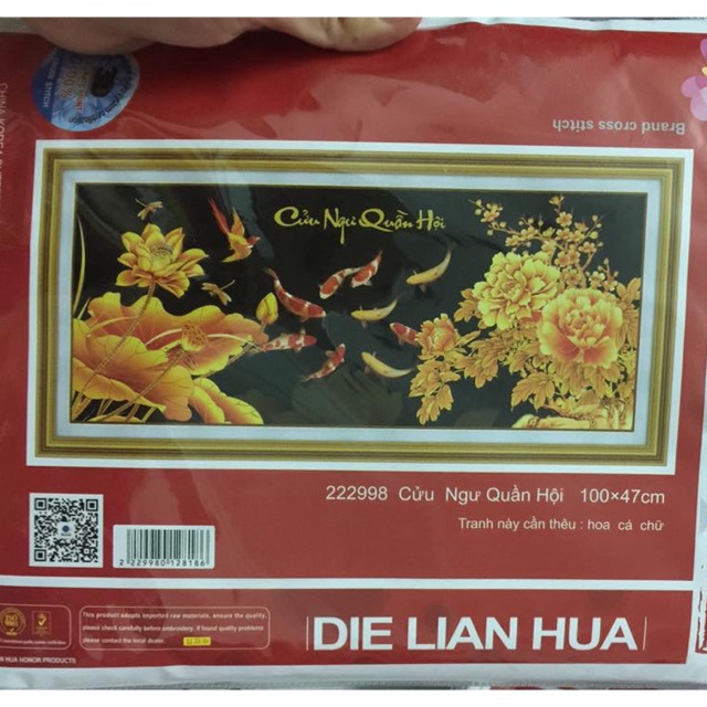 Freeship 99k TQ_Tranh thêu cá chép