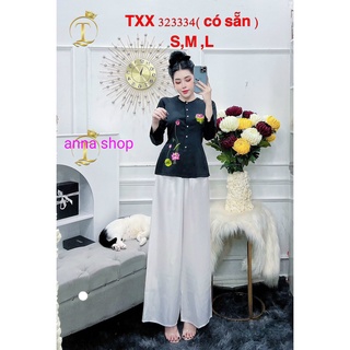 SÉT BỘ BÀ BA THÊU SEN VẢI LỤA MỀM,MỊN