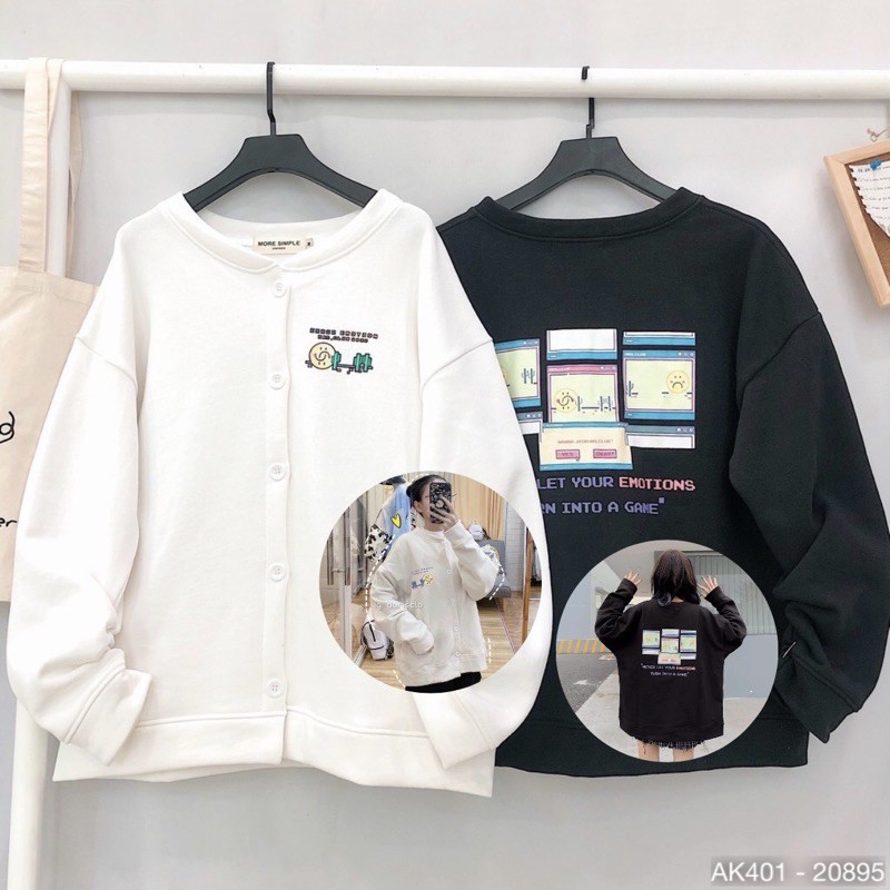 Áo Khoác Cardigan Nữ Nỉ Bông Dày Dặn Hàng QC Áo Chống Nắng Cardigan Nữ Nỉ Ngoại in EMOTIONS - AK3401