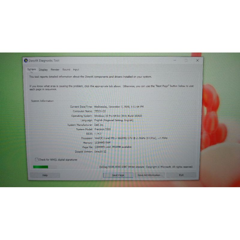 Laptop dell precision 5510