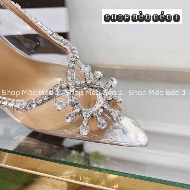 Sandal mica trong viền đá gót nhọn fullbox hàng quảng châu cao cấp