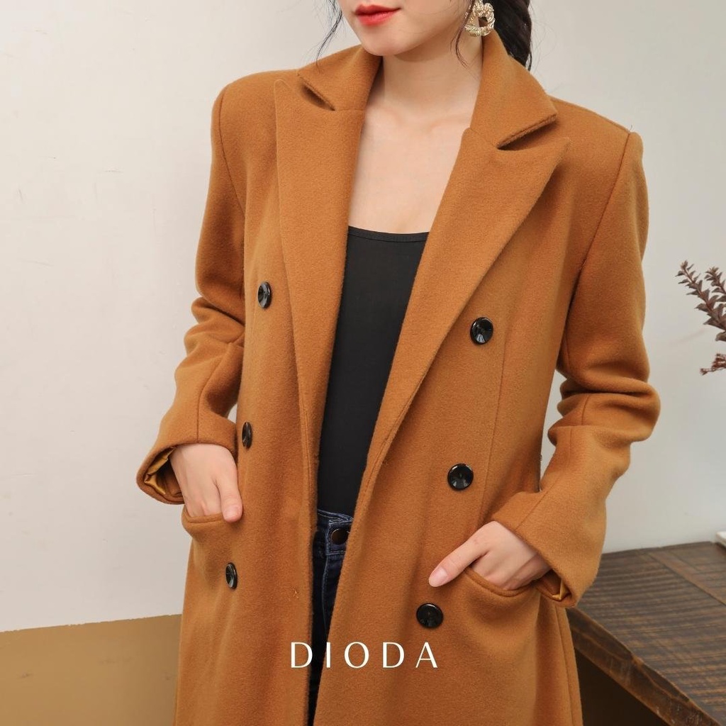 [DẠ LÔNG CỪU] Áo Măng Tô Dáng Dài - Dioda - Áo Khoác Măng Tô Nữ 2 Lớp Kèm Đai Dày Dặn