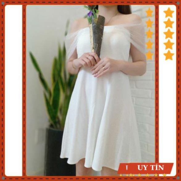 [HÀNG CAO CẤP] Đầm trễ vai tay lưới đầm xòe Kiko Dress đơn giản mà đẹp tinh tế | BigBuy360 - bigbuy360.vn