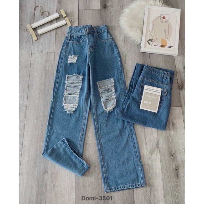 Quần suông rách cá tính KLii jeans (M501)