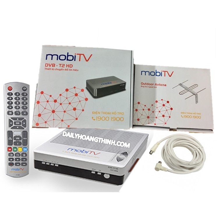 [Chính Hãng] Bộ đầu thu DVB T2 mobiTV + anten ngoài trời +15m dây cáp - Xem kênh truyền hình với 99 kênh truyền hình
