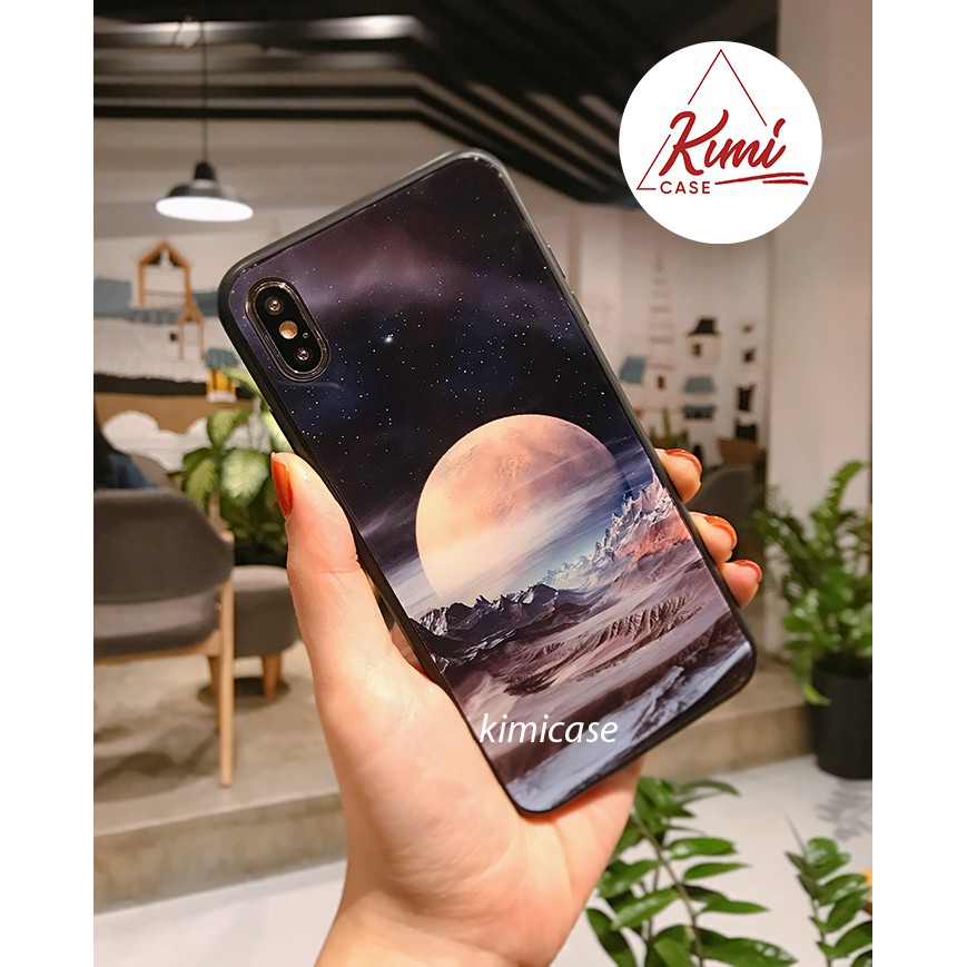 ốp kính cường lực galaxy mặt trăng dành cho iphone