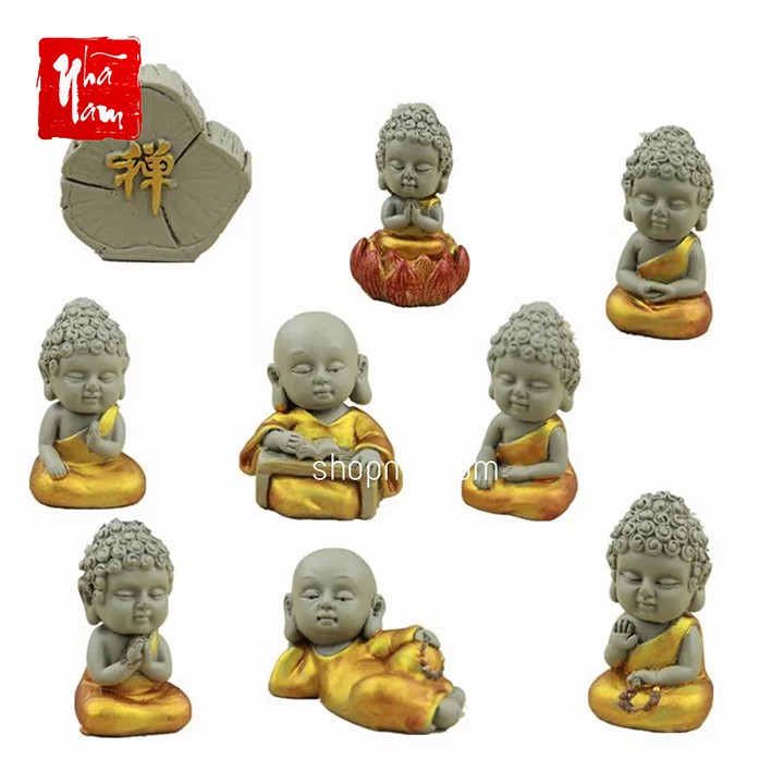 [Chọn mẫu Bộ tượng phật 9 món gốm Đại Cát trang trí xe hơi trang trí nhà cửa
